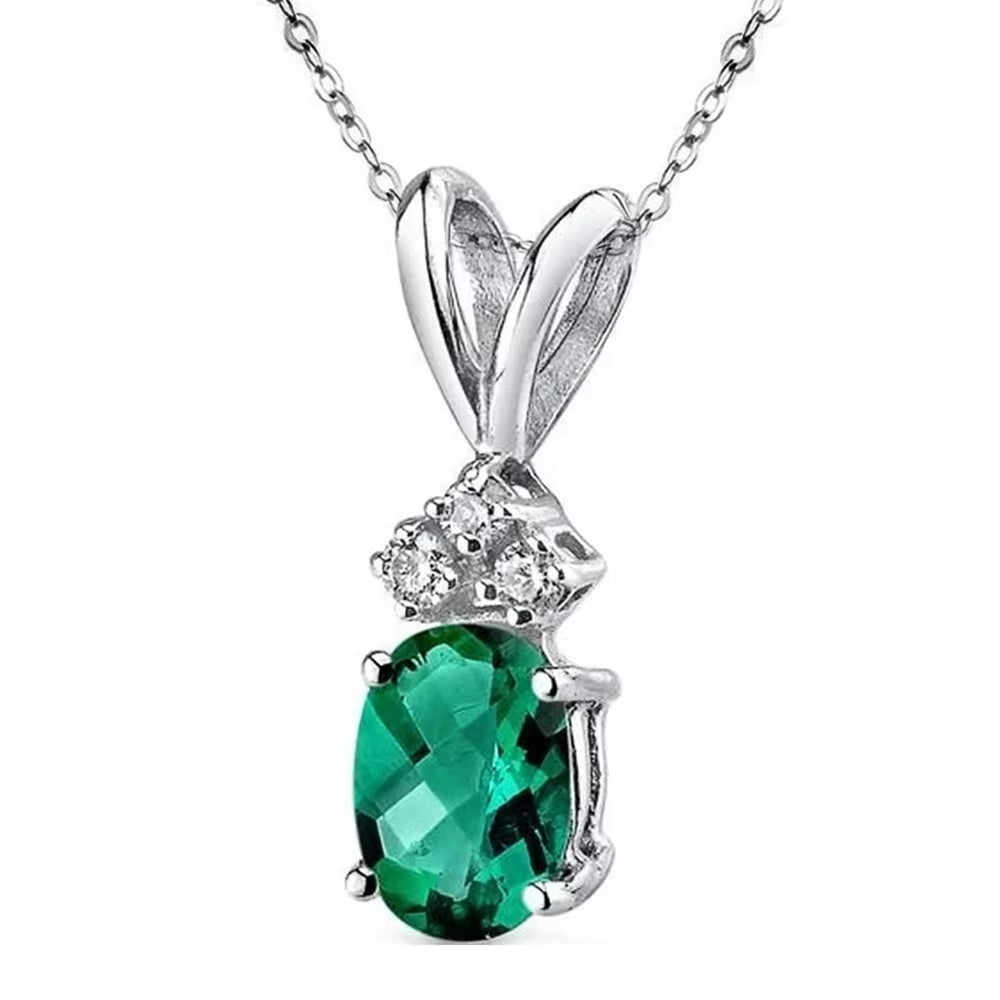 CAOSHI Fashion Girls Pendant Necklace with Bright Green Crystal Stone Wedding Anniversary Statement Jewelry for Women Wholesale