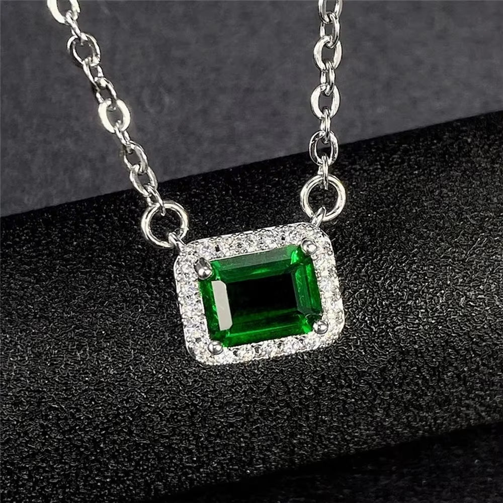 CAOSHI Fashion Girls Pendant Necklace with Bright Green Crystal Stone Wedding Anniversary Statement Jewelry for Women Wholesale