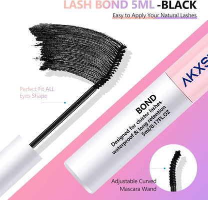 Lash Bond and Seal Lash Glue, Lash Cluster Glue for DIY Eyelash Extension, Strong Hold 72 Hours Eyelash Bond and Seal Waterproof for Sensitive Eyes