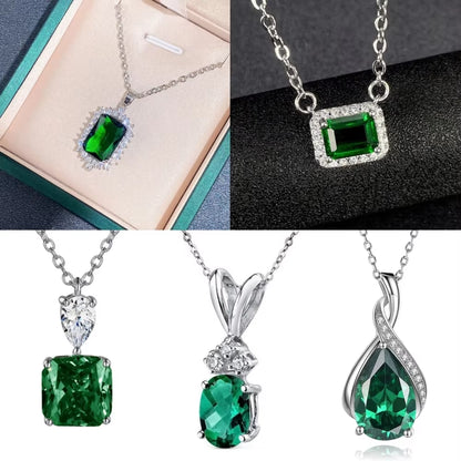 CAOSHI Fashion Girls Pendant Necklace with Bright Green Crystal Stone Wedding Anniversary Statement Jewelry for Women Wholesale